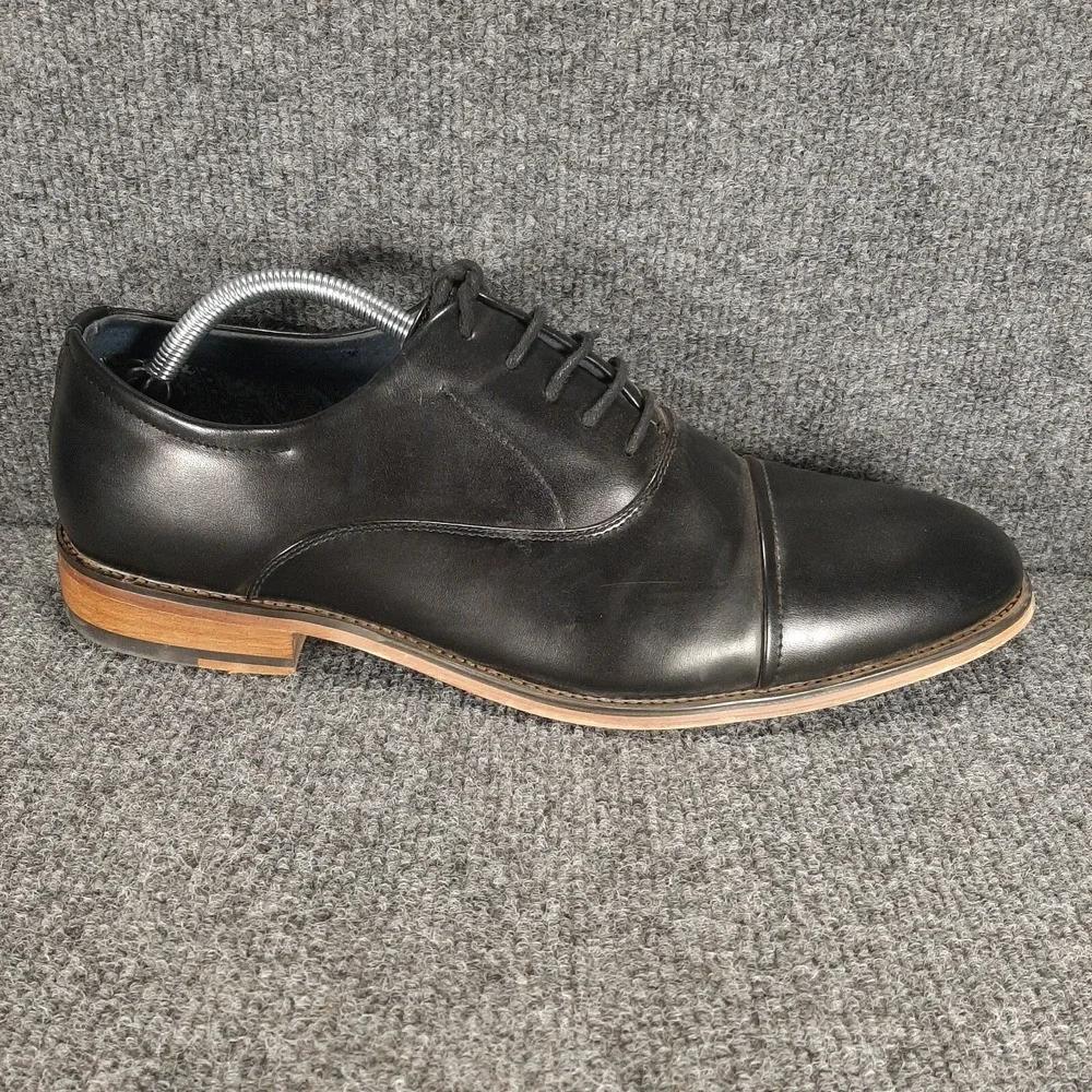 Bruno Marc Louis 2 Mens Black Leather Oxford Cap Toe Dress Shoes Size 12
